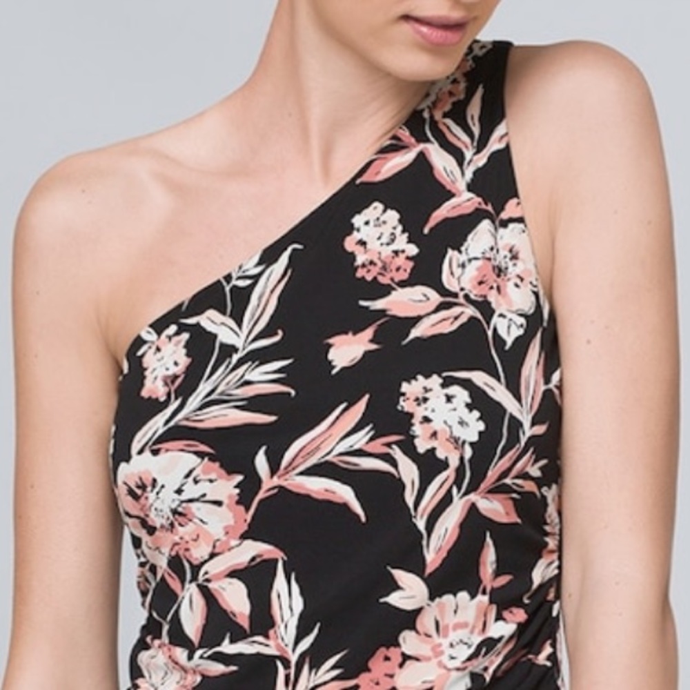 NWT GORGEOUS FLORAL ONE-SHOULDER TOP! BEAUTIFUL DESIGN, SHAPELY & STYLISH! - Picture 5 of 6